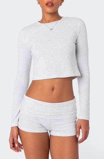 EDIKTED Meg Long Sleeve Crop Top | Nordstrom