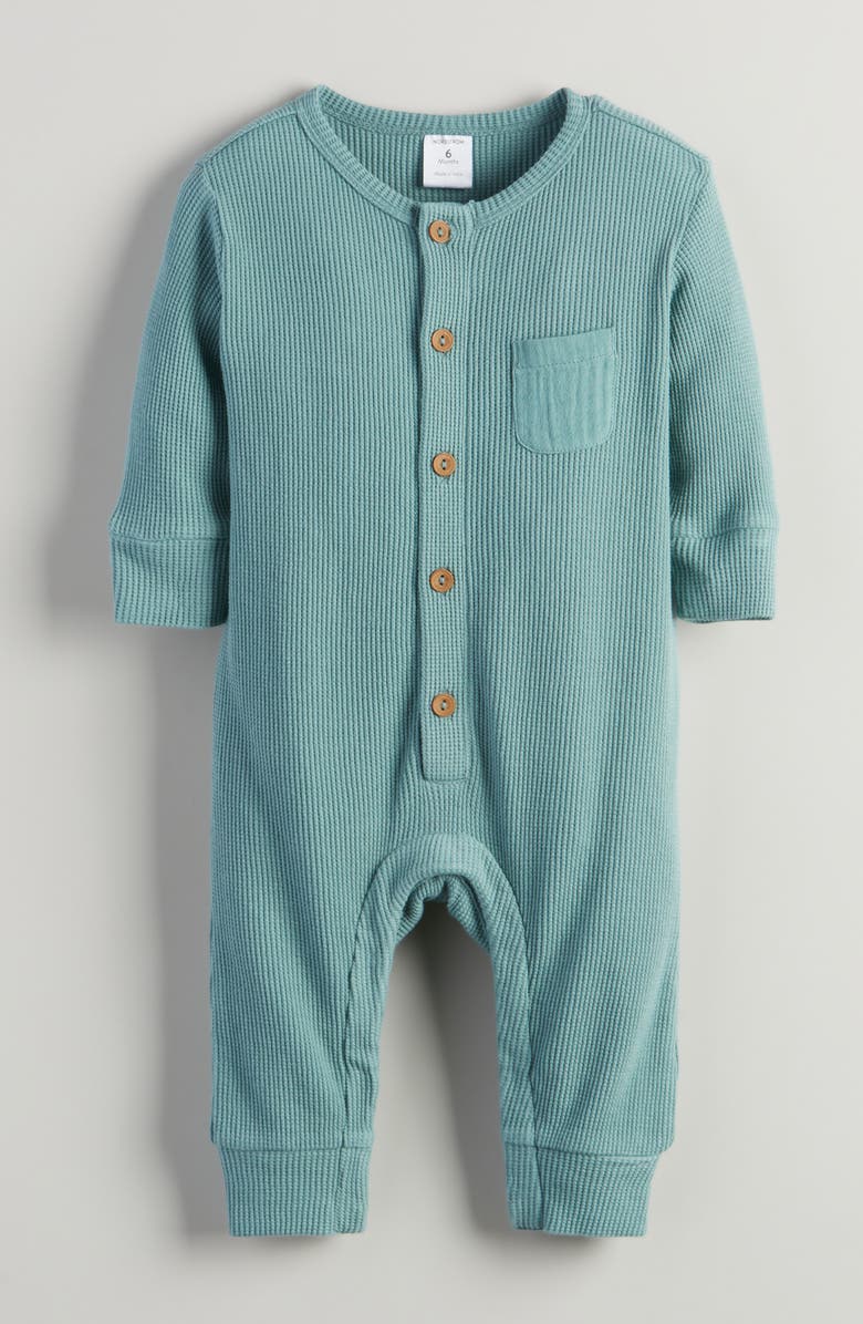 Nordstrom Waffle Knit Cotton Romper, Main, color, Teal Arctic