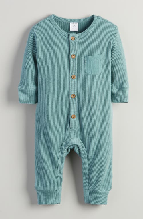 Nordstrom Waffle Knit Cotton Romper In Green