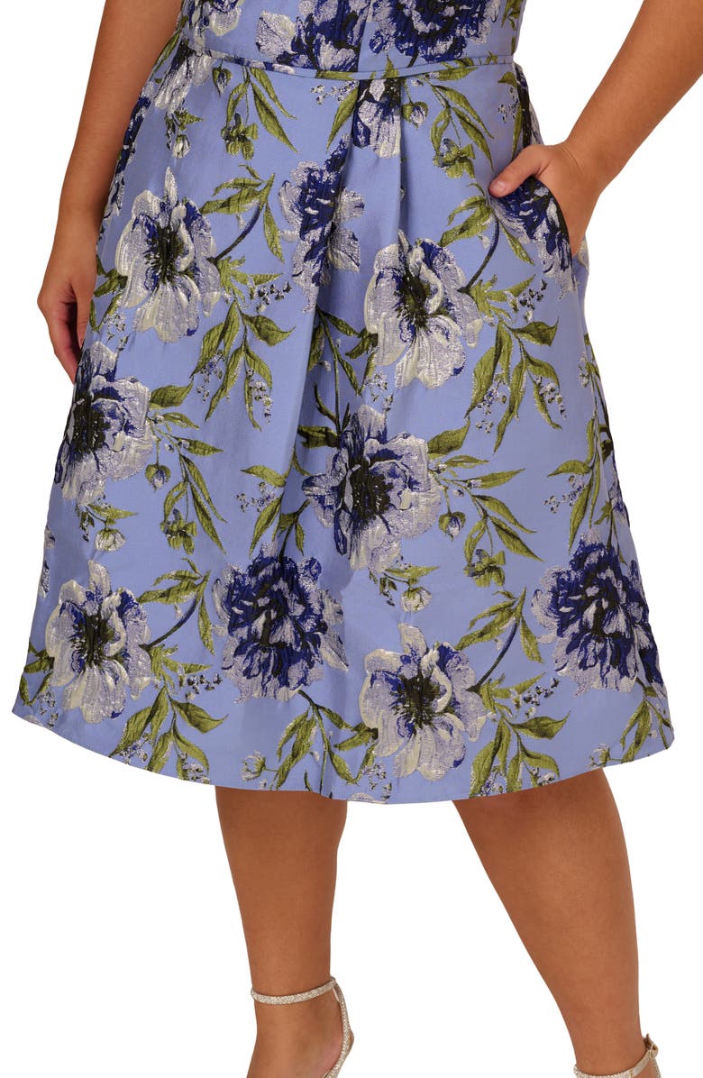 Adrianna Papell Floral Jacquard Fit & Flare Cocktail Dress, Alternate, color, 