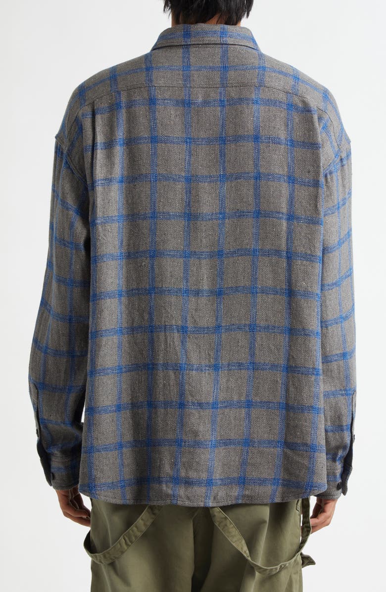 VISVIM Lumber Check Linen & Wool Button-Up Shirt, Alternate, color, Grey