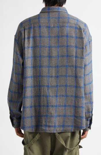 VISVIM Lumber Check Linen & Wool Button-Up Shirt | Nordstrom