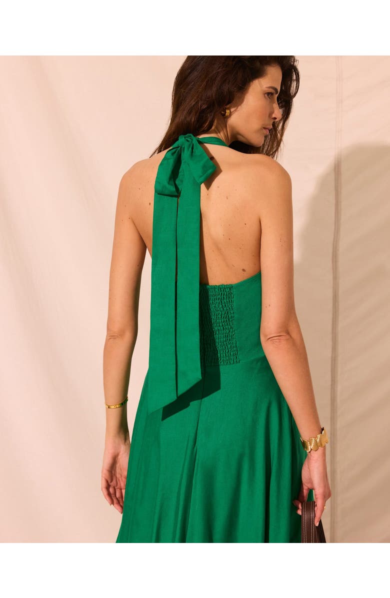 MINT VELVET Linen Blend Halter Midi Dress, Alternate, color, Green