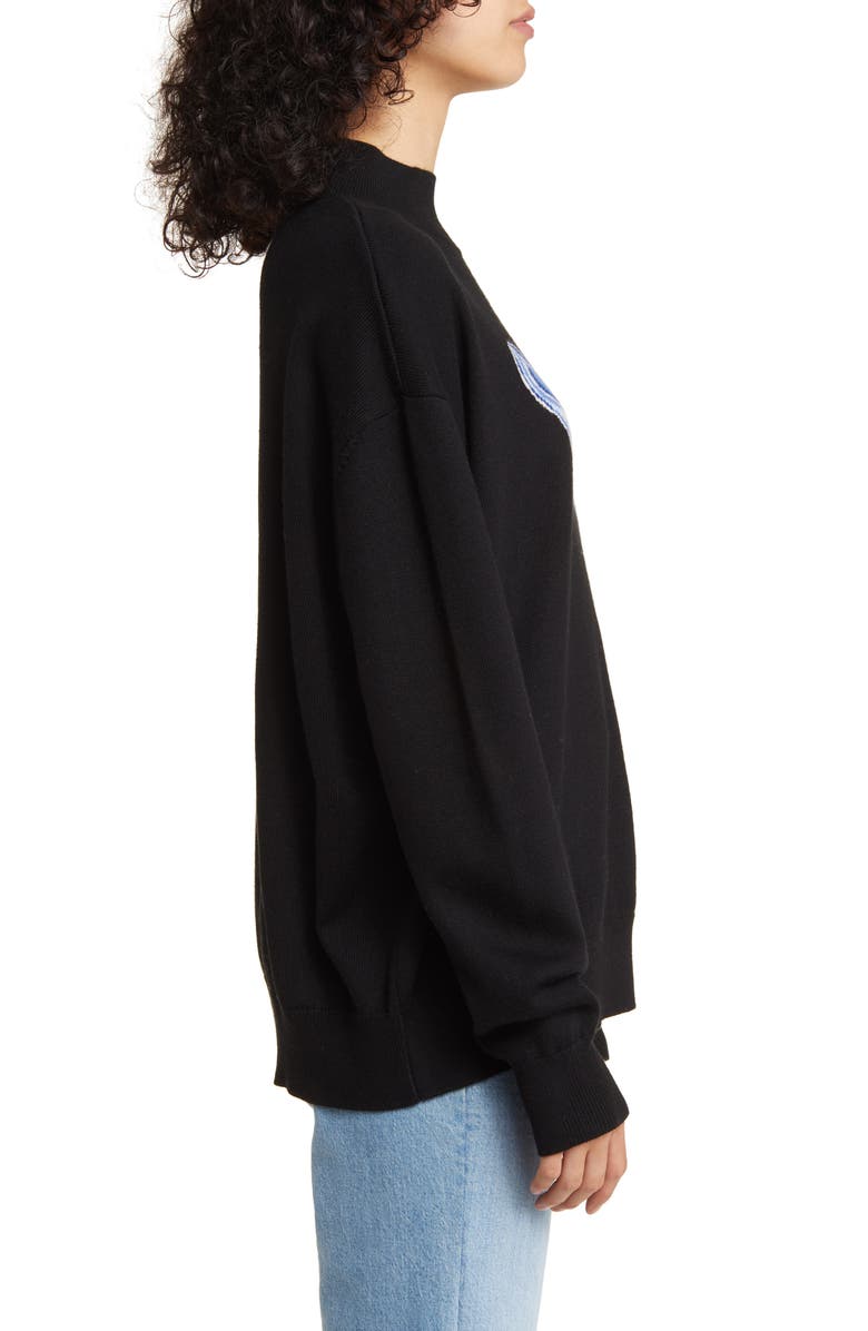 Sandy Liang x Disney 'Cinderella' Slipper Intarsia Lambswool Mock Neck Sweater, Alternate, color, 