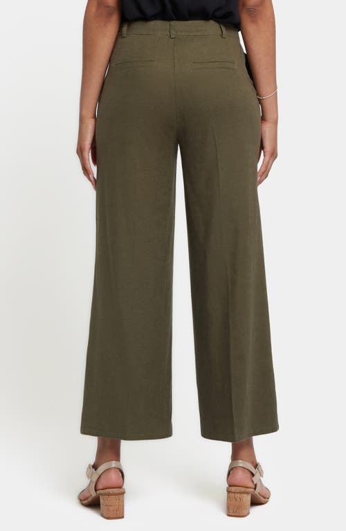 Nydj Morgan Stretch Linen Wide Leg Ankle Pants In Bay Leaf
