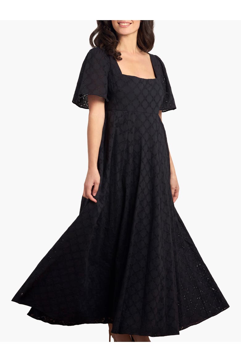 Marisol Cotton Broderie Ankle Gown, Main, color, Jet Black