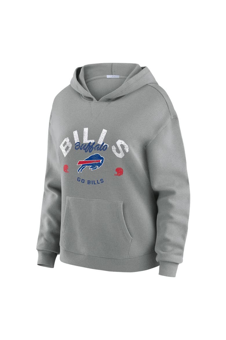 Women's WEAR by Erin Andrews Gray Buffalo Bills Plus Size Waffle-Knit Long Sleeve Hooded Shirt & Pants Lounge Set, Alternate, color, Gray