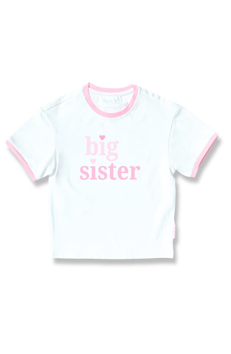 Bits & Bows Big Sister T-Shirt, Main, color, White/Pink