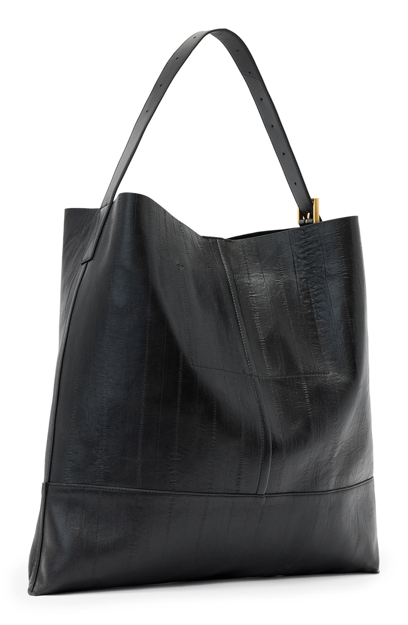 AllSaints Asha Eel-Embossed Leather Shoulder Bag, Alternate, color, 