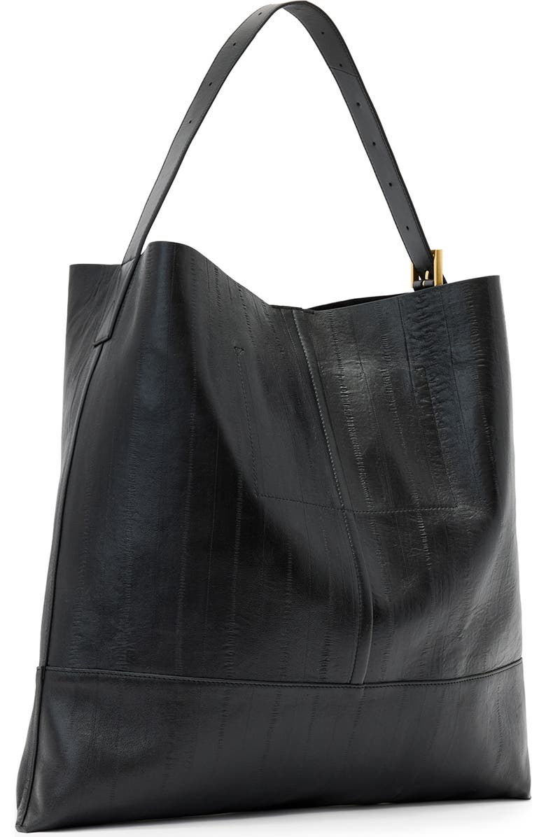 AllSaints Asha Eel-Embossed Leather Shoulder Bag, Alternate, color, Black
