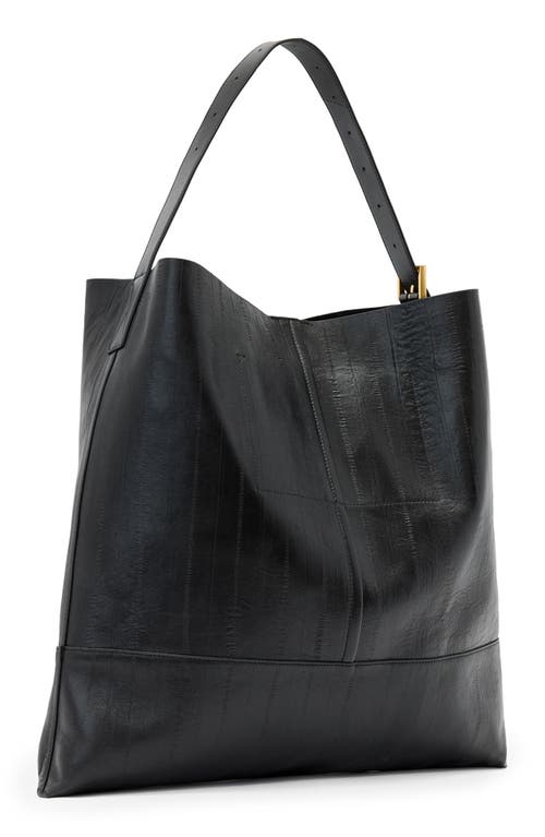 Allsaints Asha Eel-embossed Leather Shoulder Bag In Black