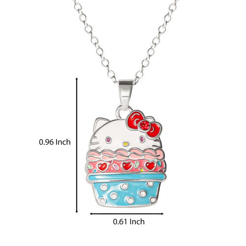 Hello Kitty Silver Plated Cupcake Pendant Necklace In Silver