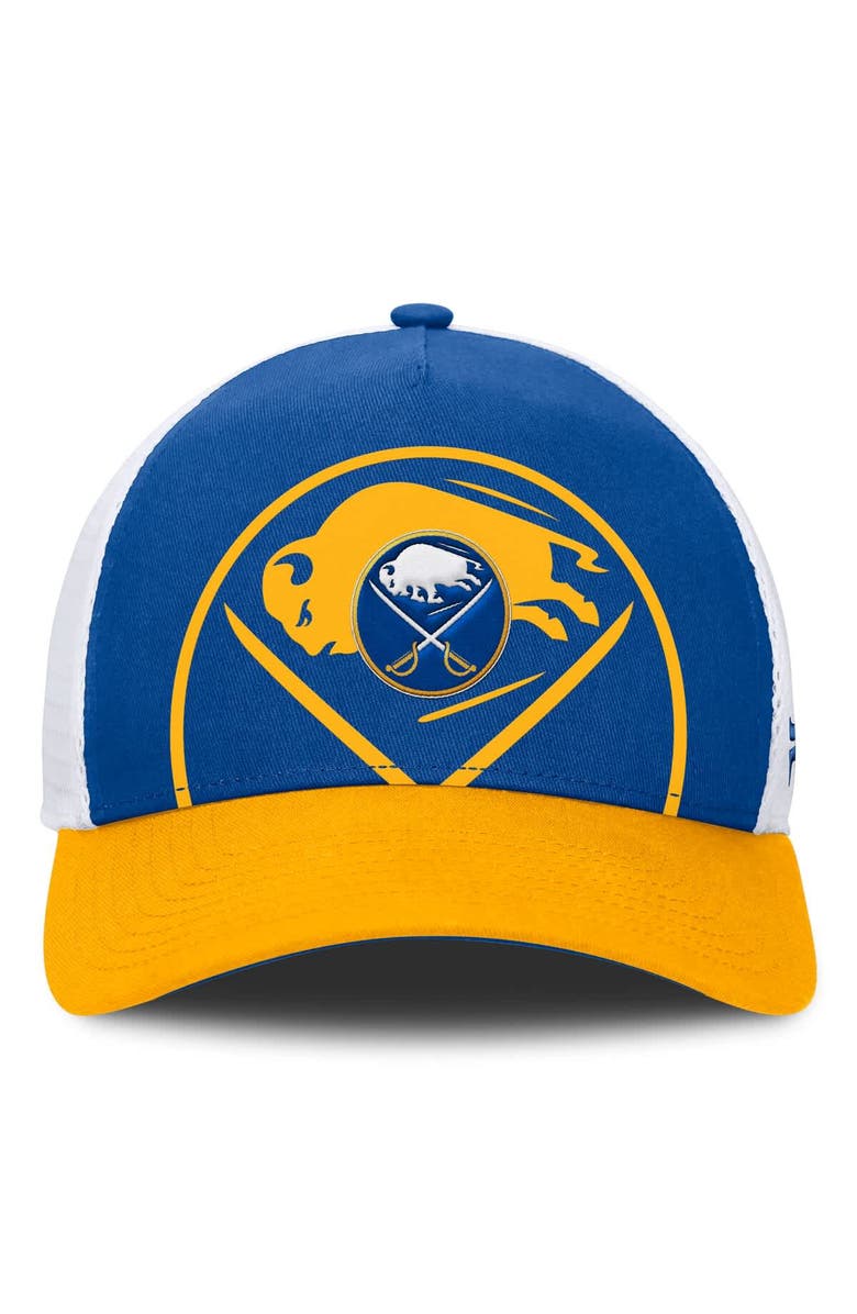 FANATICS Men's Fanatics Royal/Gold Buffalo Sabres Authentic Pro A-Frame Rink Adjustable Hat, Alternate, color, Royal