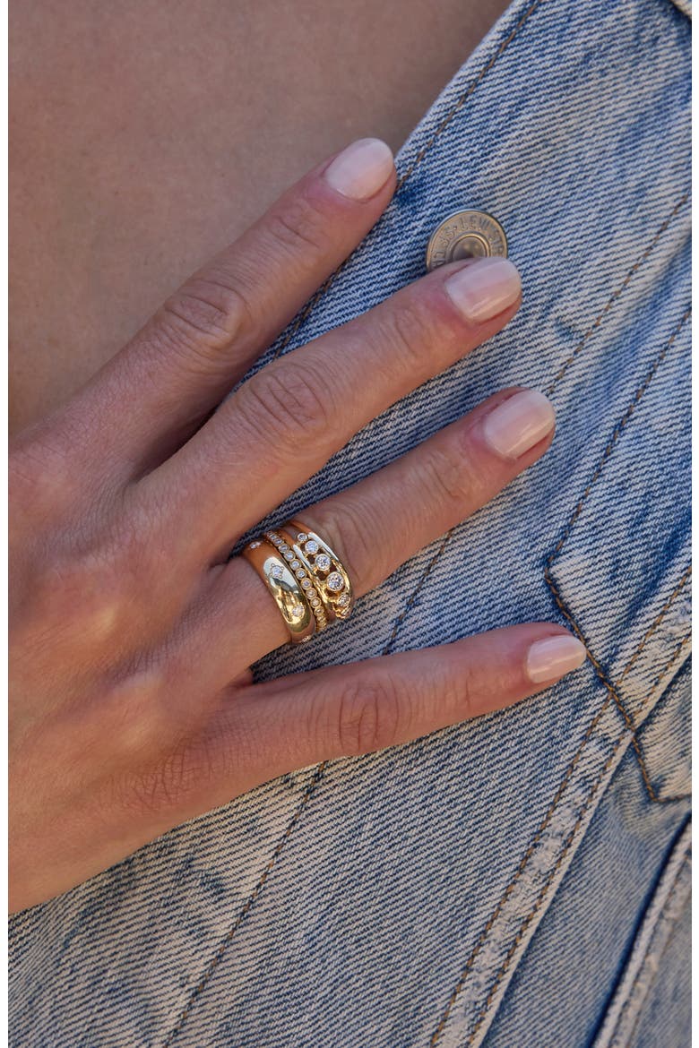 14k Gold Graduated Bezel Diamond Ring, Alternate, color, 14K YELLOW GOLD