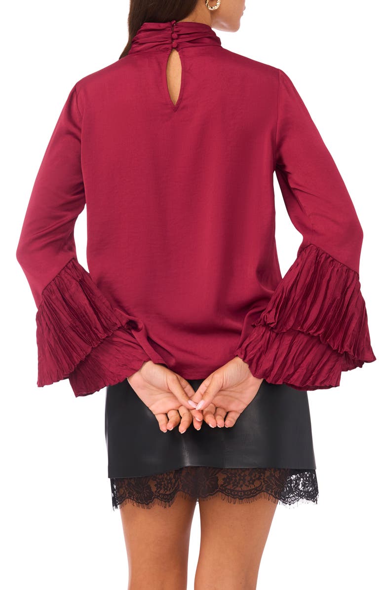 Vince Camuto Ruffle Bell Sleeve Mock Neck Top, Alternate, color, Boysenberry
