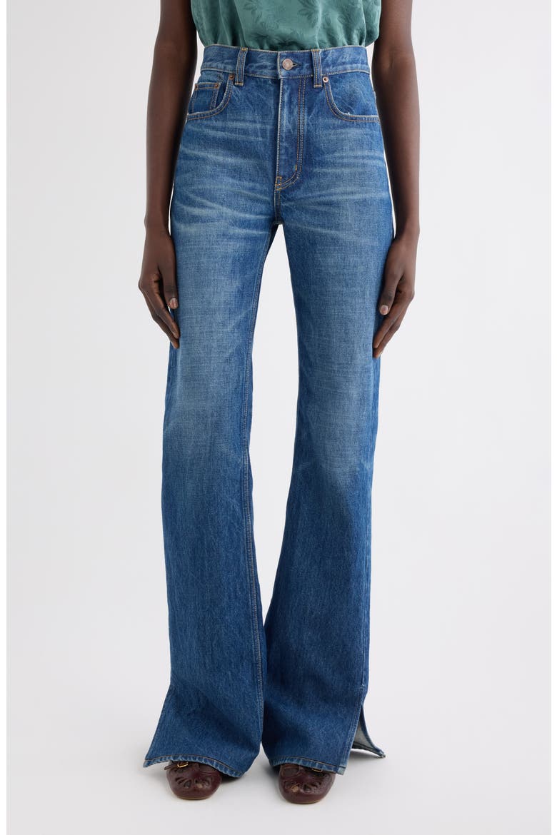 Split Hem Straight Leg Jeans, Main, color, FADED INDIGO