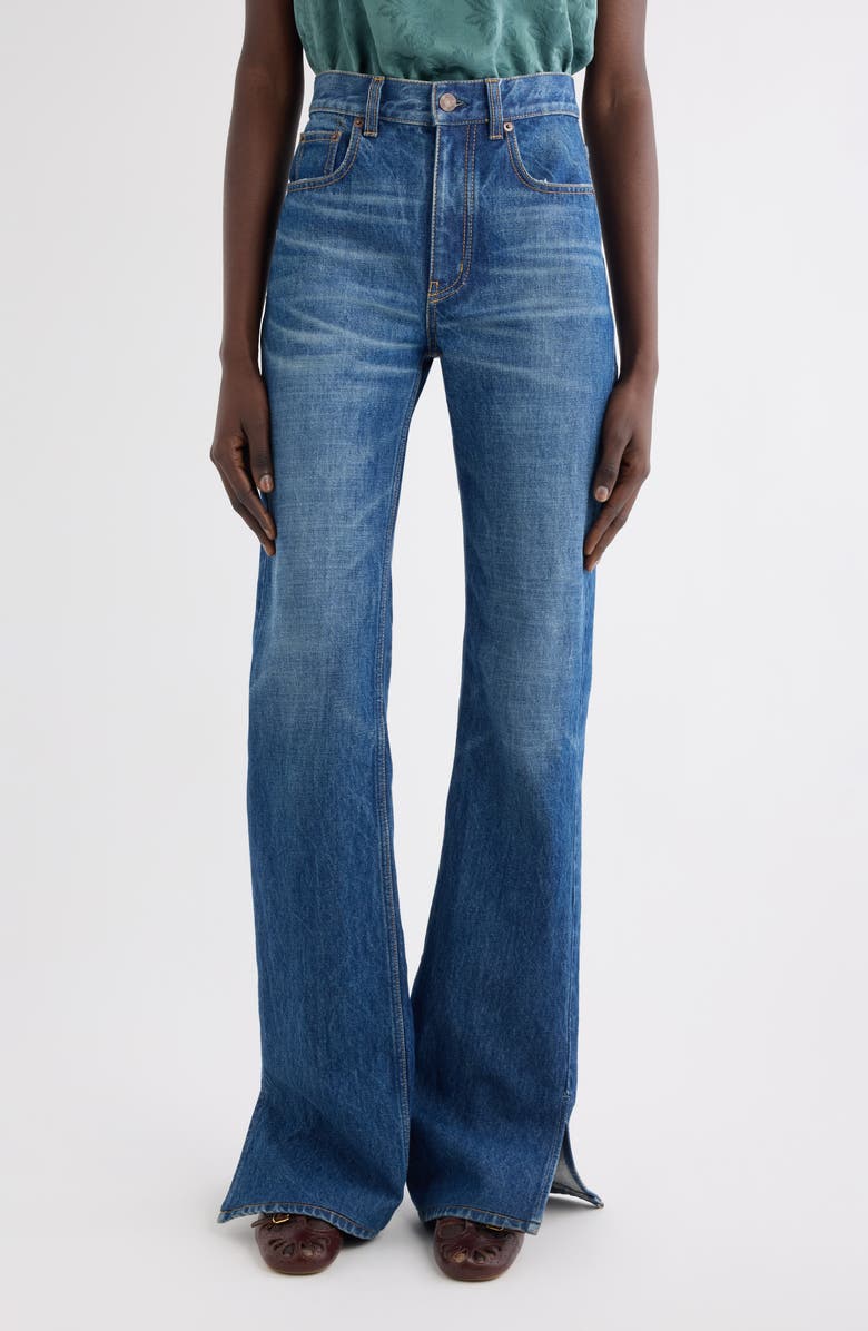 Chloé Split Hem Straight Leg Jeans, Main, color, Faded Indigo
