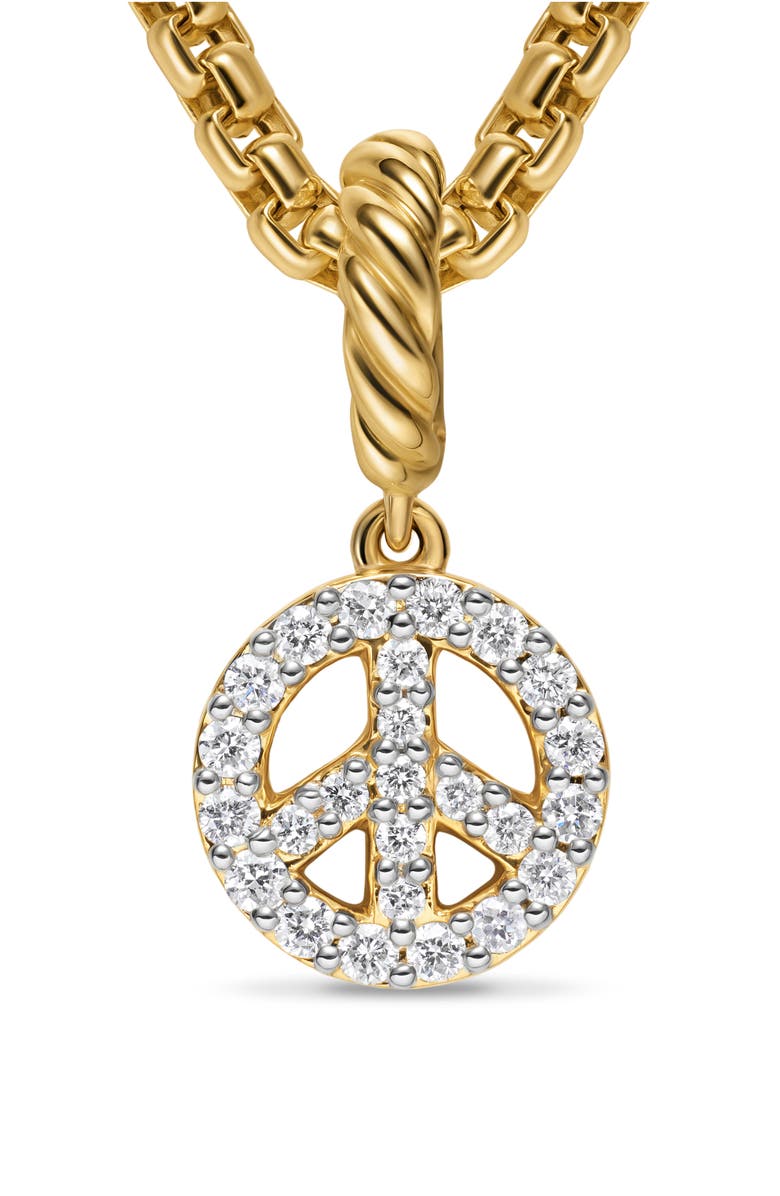 David Yurman Micro Pavé Peace Sign Enhancer in 18K Yellow Gold with Diamonds, 7.6mm, Alternate, color, Diamond
