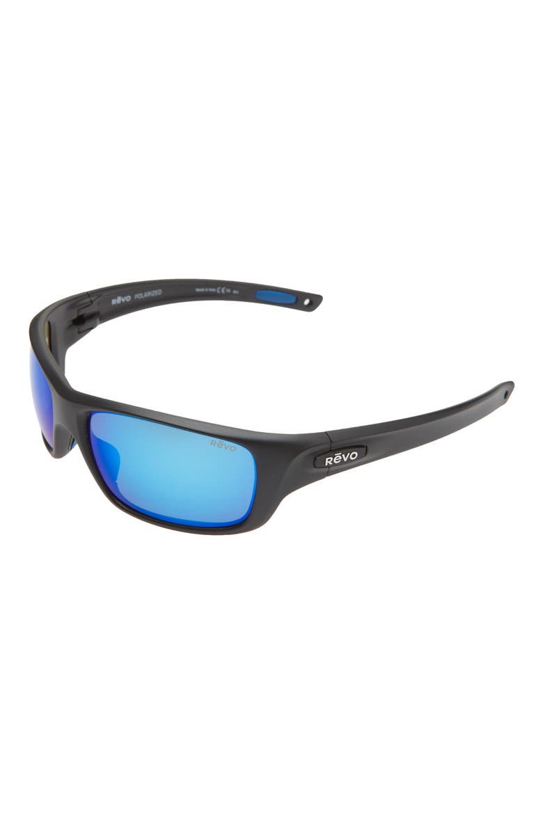 Jasper 61mm Rectangular Polarized Sunglasses, Alternate, color, MATTE BLACK/ H2O BLUE