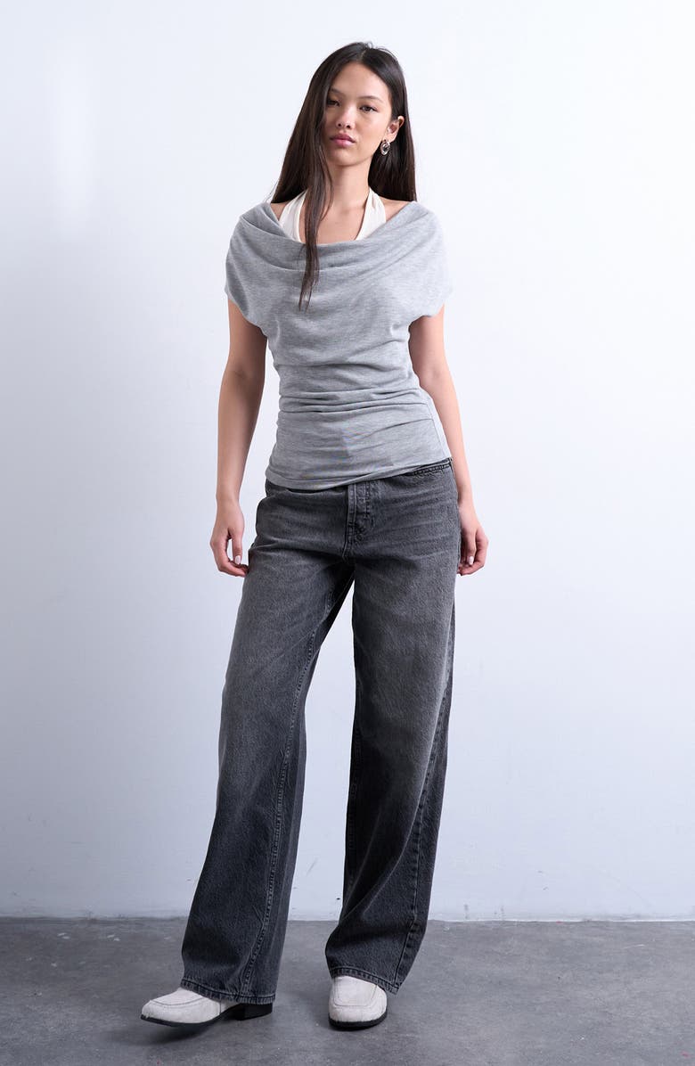 Topshop Layered Cowl Neck Top, Alternate, color, 