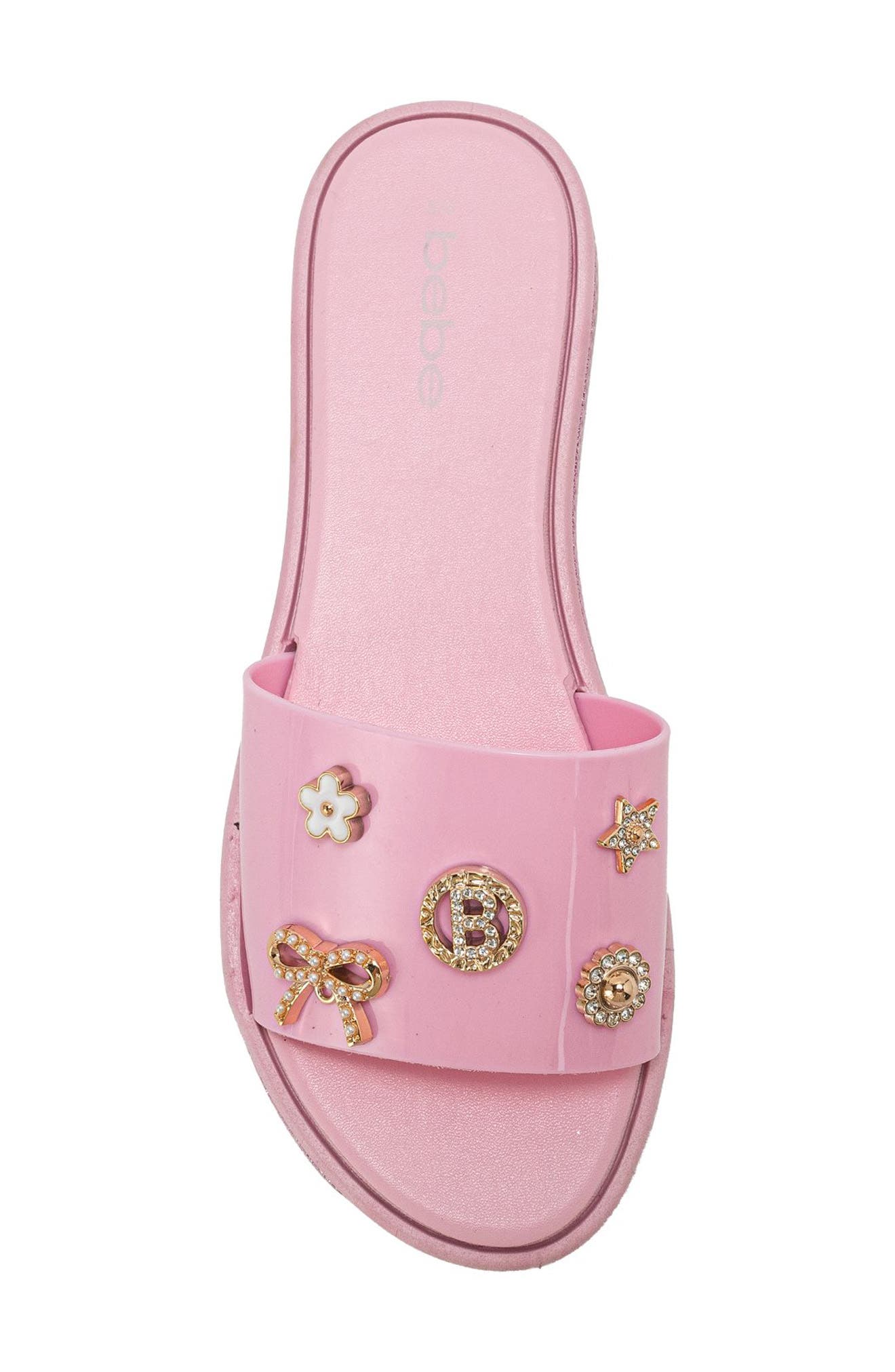 bebe Charm Slide Sandal, Alternate, color, Light Pink
