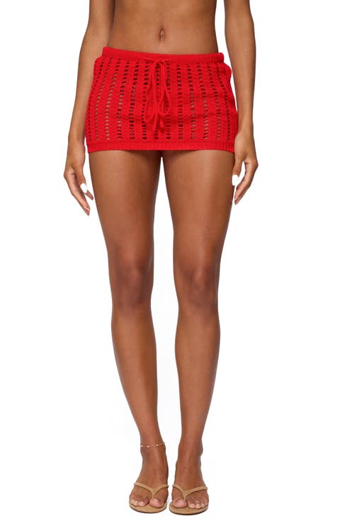 Leola Open Stitch Cover-Up Drawstring Miniskirt