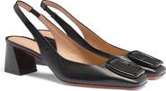 Santoni Leather mid-heel slingback