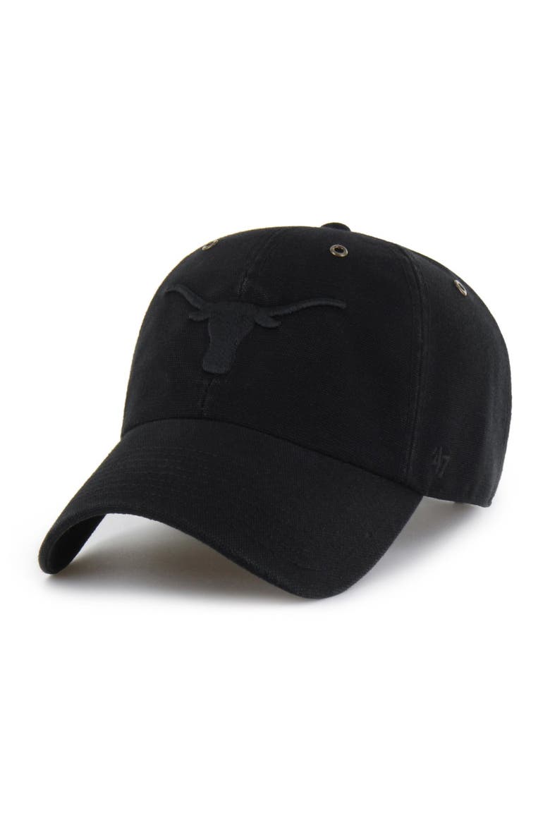 Men's Carhartt x '47 Black Texas Longhorns Clean Up Adjustable Hat, Main, color, Black