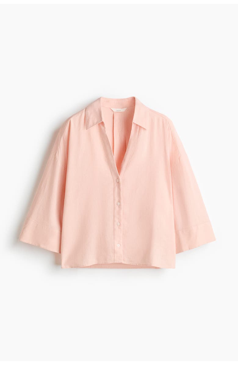 H&M Linen-blend Shirt, Main, color, Light Pink