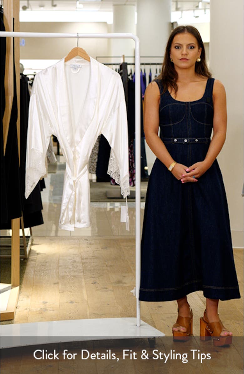 Tasha Embroidered Lace Trim Satin Wrap, sales video thumbnail