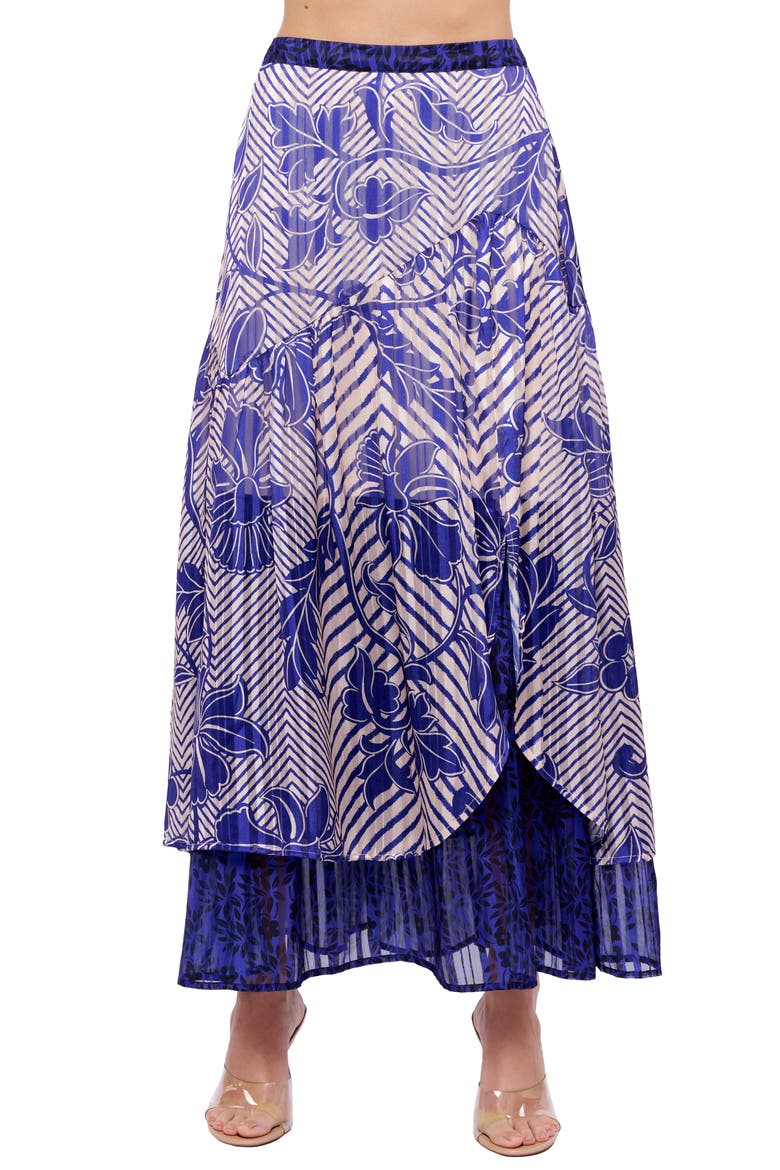 Gloria Scarf Print Maxi Skirt, Main, color, NAVY