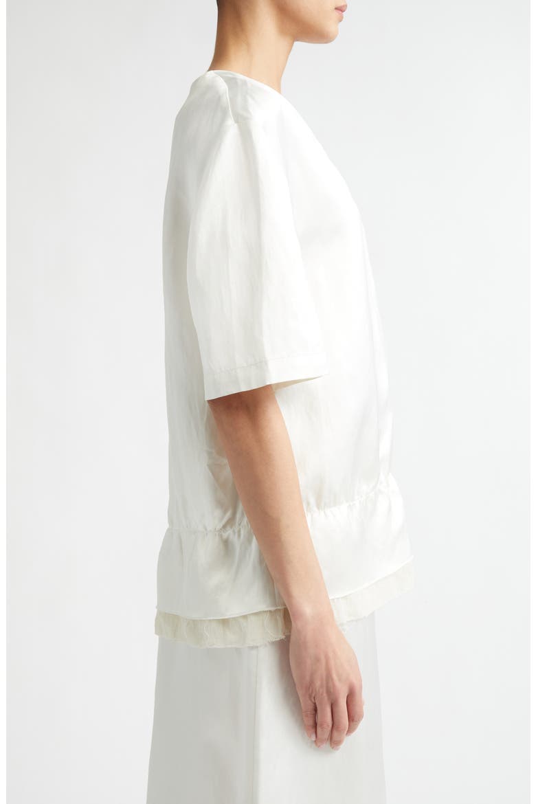 V-Neck Satin Pullover Top, Alternate, color, WHITE