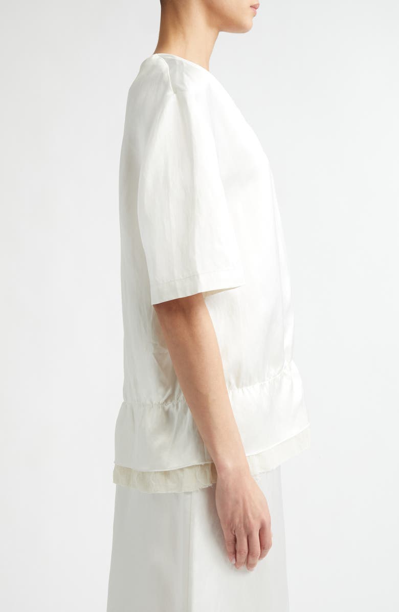 TOTEME V-Neck Satin Pullover Top, Alternate, color, White