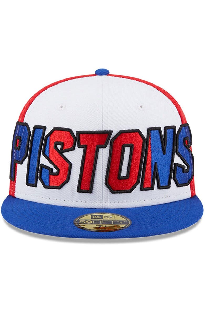 New Era Men's New Era  White/Blue Detroit Pistons Back Half 9FIFTY Fitted Hat, Alternate, color, 