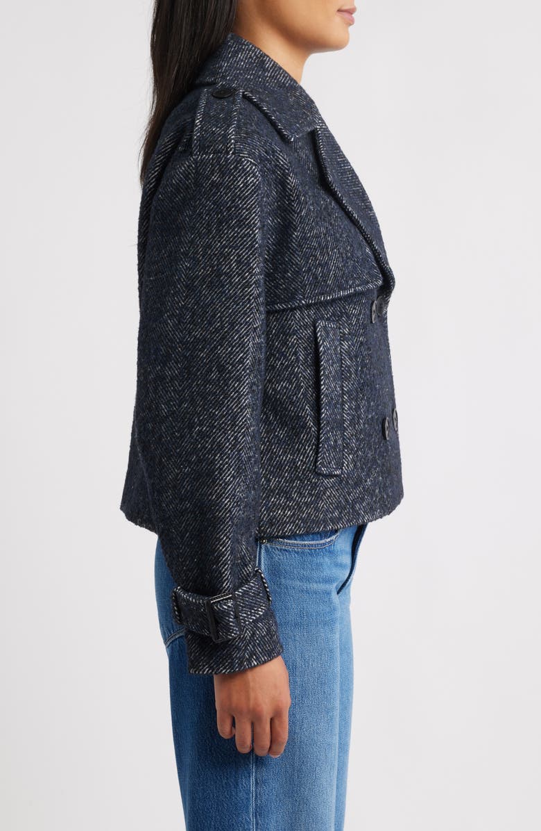 BCBGMAXAZRIA Short Trench Peacoat, Alternate, color, Navy Herring