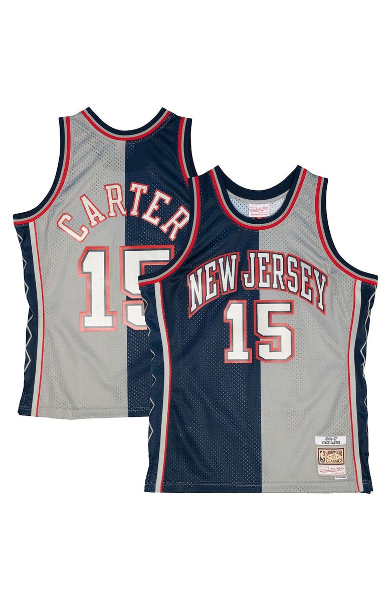 Mitchell & Ness Men's Mitchell & Ness Vince Carter Navy/Gray New Jersey Nets Hardwood Classics 2006/07 Split Swingman Jersey, Alternate, color, 