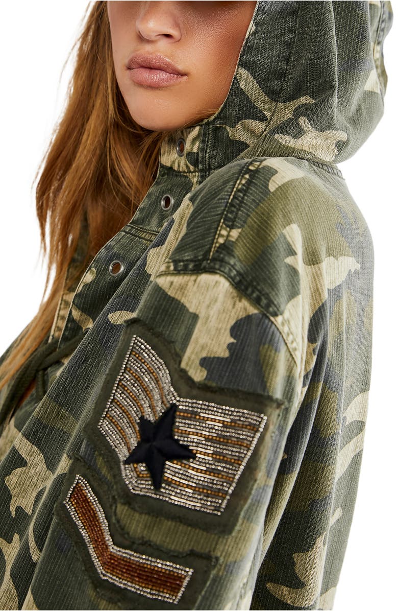Free People Ember Military Cotton Pullover, Alternate, color, Olive Combo