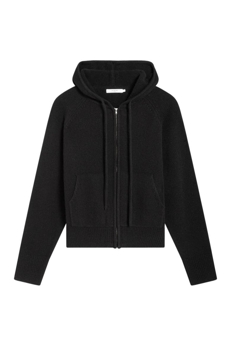 Wool Hoodie Zip Up Sweater, Alternate, color, Black