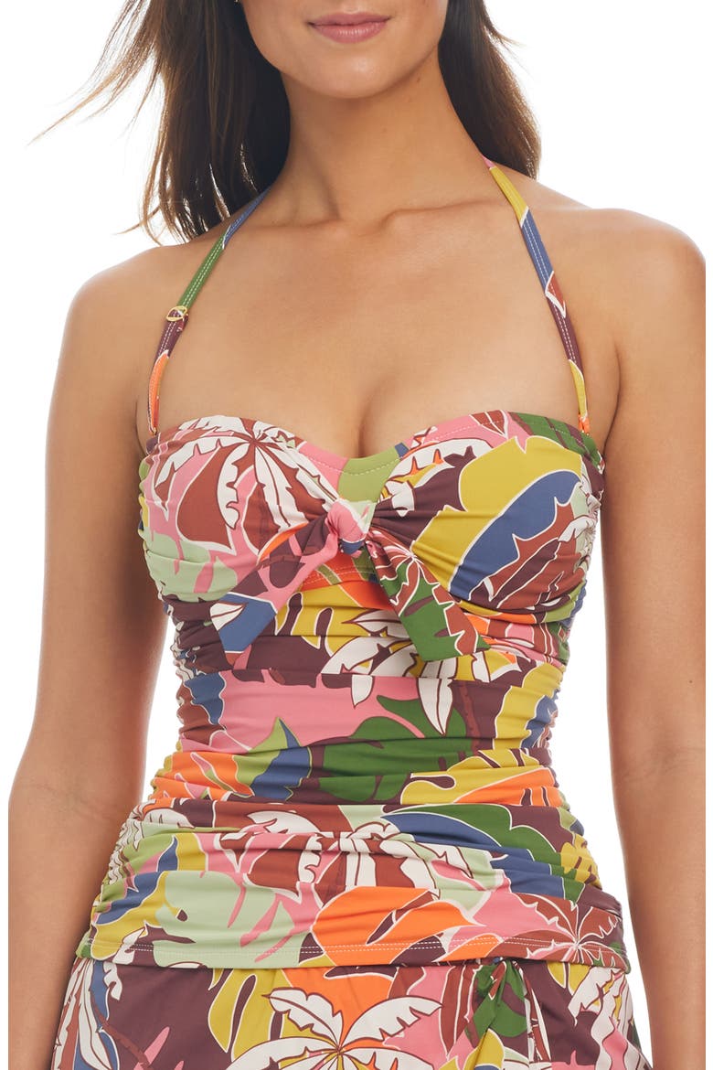 Draped Bandini Tankini Top, Main, color, MULTI