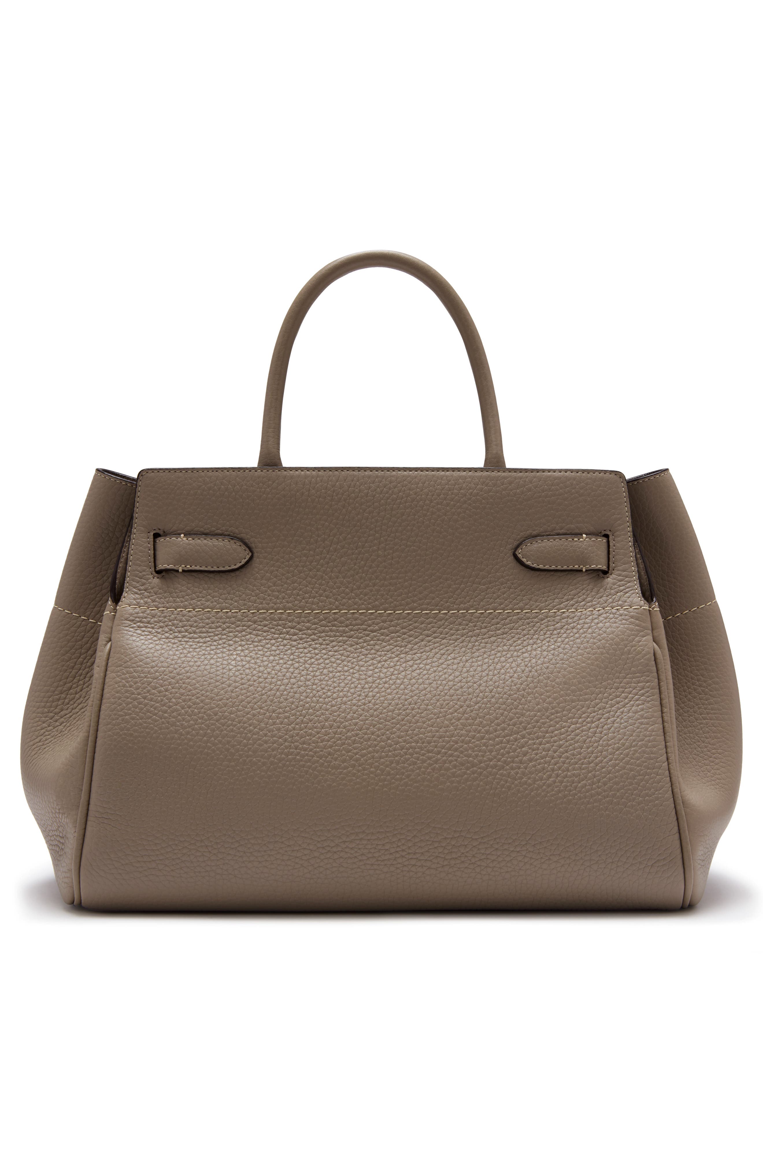 Belted Bayswater Grained Leather Satchel, Alternate, color, SOLID GREY
