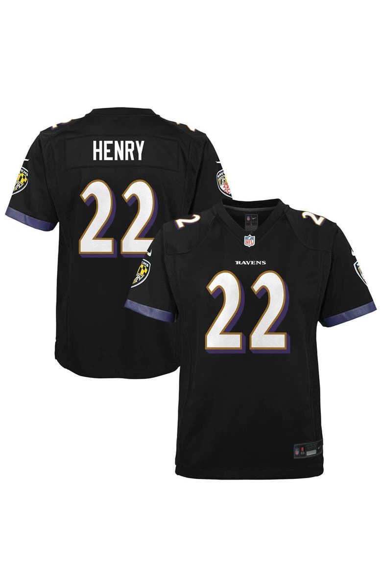 Nike Youth Nike Derrick Henry Black Baltimore Ravens Team Game Jersey, Alternate, color, Black