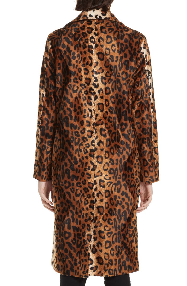 Helene Berman Faux Leopard Fur Coat, Alternate, color,