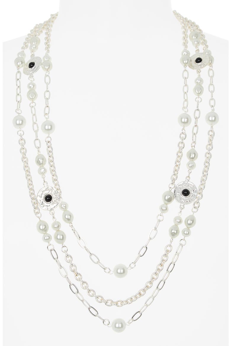 Triple Row Chain Necklace, Alternate, color, SILVER
