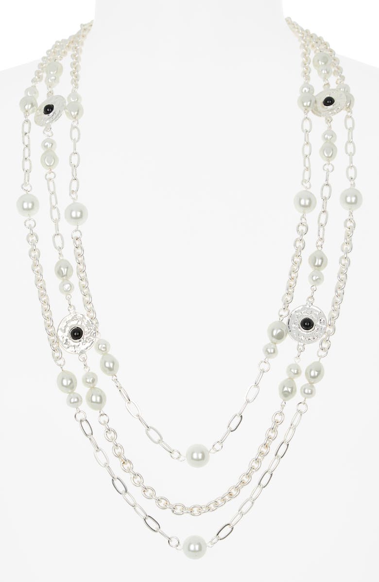 Karine Sultan Triple Row Chain Necklace, Alternate, color, Silver