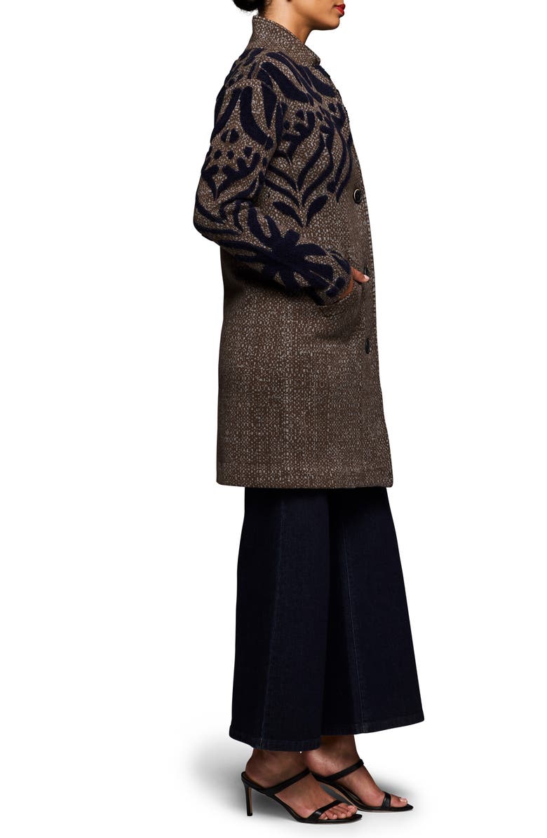 NIC+ZOE Tufted Detail Double Knit Coat, Alternate, color, Brown Multi