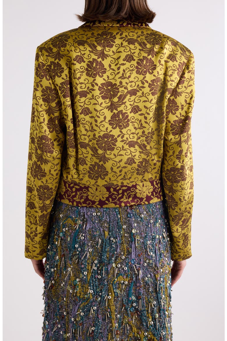 Floral Jacquard Crop Satin Jacket (Women) | Nordstrom