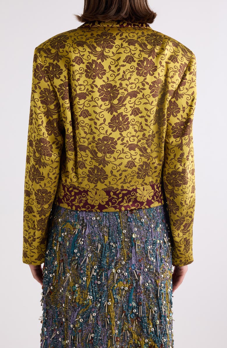 Floral Jacquard Crop Satin Jacket