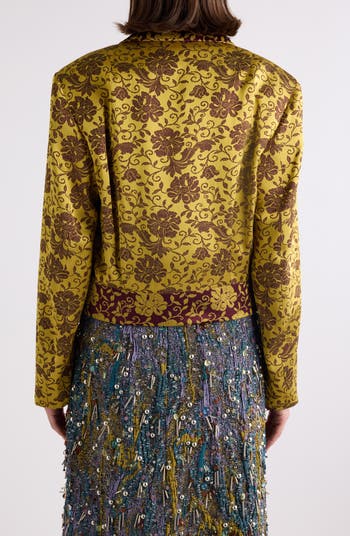 Dries Van Noten Floral Jacquard Crop Satin Jacket Nordstrom - Main Image