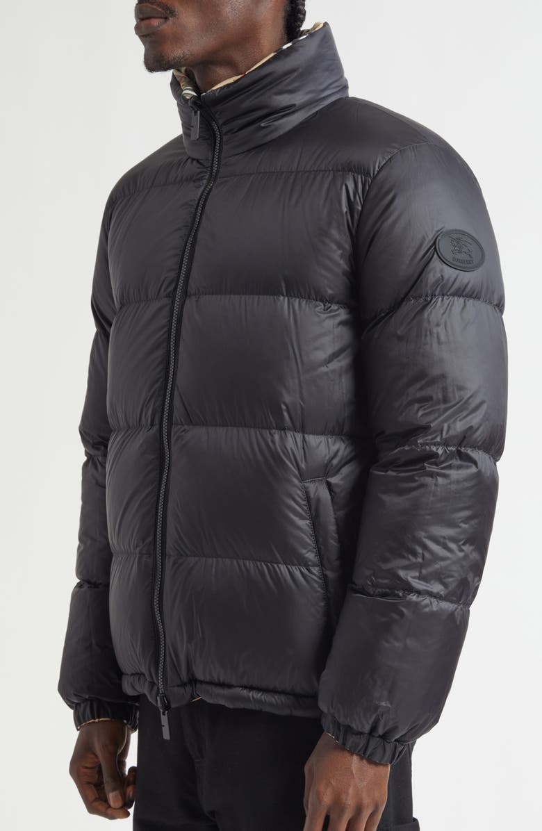 Burberry Snowdon Check Down Puffer Jacket with Stowaway Hood, Alternate, color, Sand Ip Check