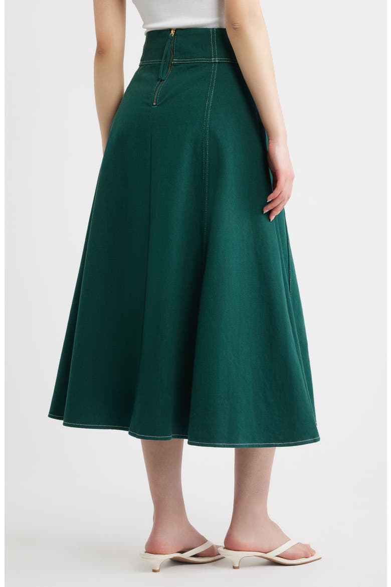 Diana Cotton Twill Midi Skirt, Alternate, color, JUNE BUG
